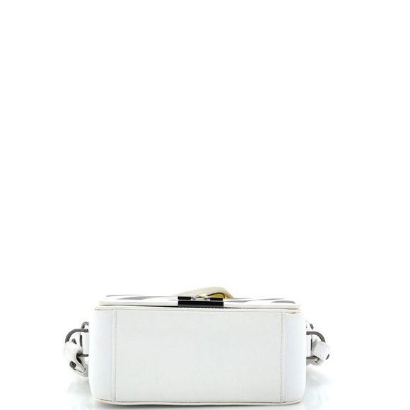 Off White Binder Clip Flap Bag Striped Leather Small Black, White - Picture 4 of 9